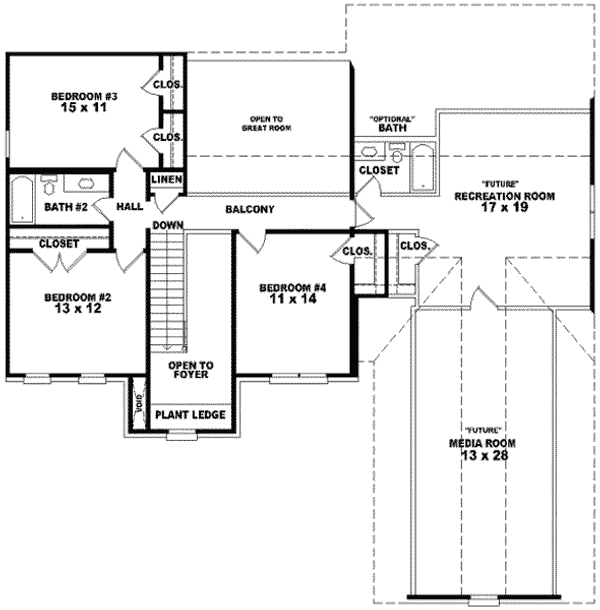 Floor Plan - Upper Floor for European House Plan #81-909 - 4 bed, 3.5 bath