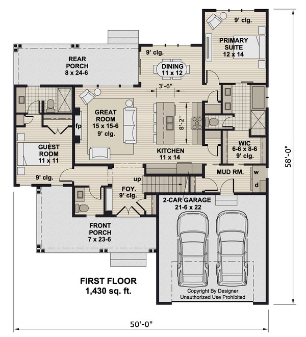Farmhouse Floor Plan - Main Floor Plan #51-1418