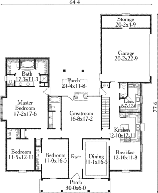 Home Plan - Southern Floor Plan - Main Floor Plan #406-149