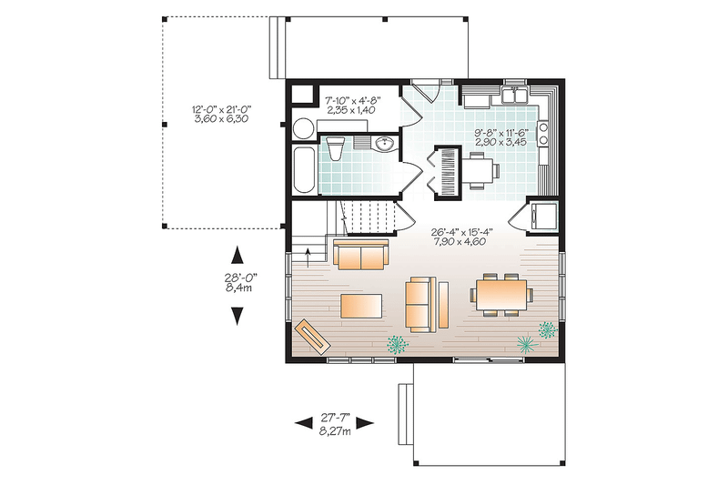 Architectural House Design - Floor Plan - Main Floor for Contemporary House Plan #23-2631 - 2 bed, 2 bath