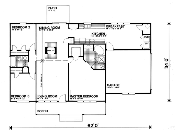 Home Plan - Floor Plan - Main Floor for Farmhouse House Plan #30-378 - 3 bed, 2 bath