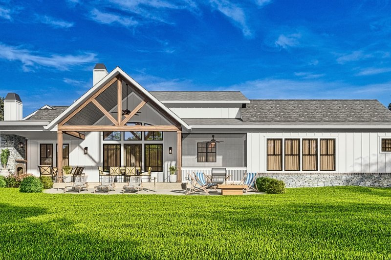 Architectural House Design - Exterior - Rear Elevation for Farmhouse House Plan #54-581 - 4 bed, 3.5 bath