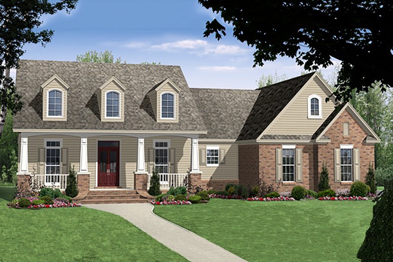 Architectural House Design - Country Exterior - Front Elevation Plan #21-375