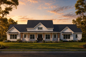 Exterior - Front Elevation for Farmhouse House Plan #1117-48 - 3 bed, 3 bath