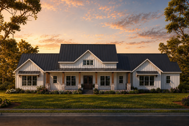 Exterior - Front Elevation 2 for Farmhouse House Plan #1117-48 - 3 bed, 3 bath
