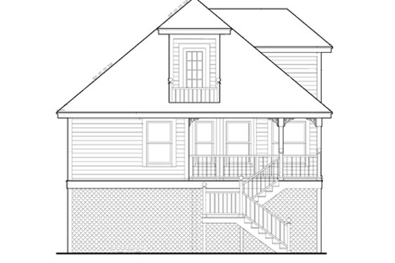 Exterior - Rear Elevation for Beach House Plan #417-123 - 4 bed, 2 bath