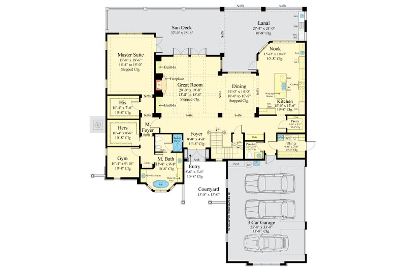 Dream House Plan - Floor Plan - Main Floor for European House Plan #930-517 - 4 bed, 3.5 bath