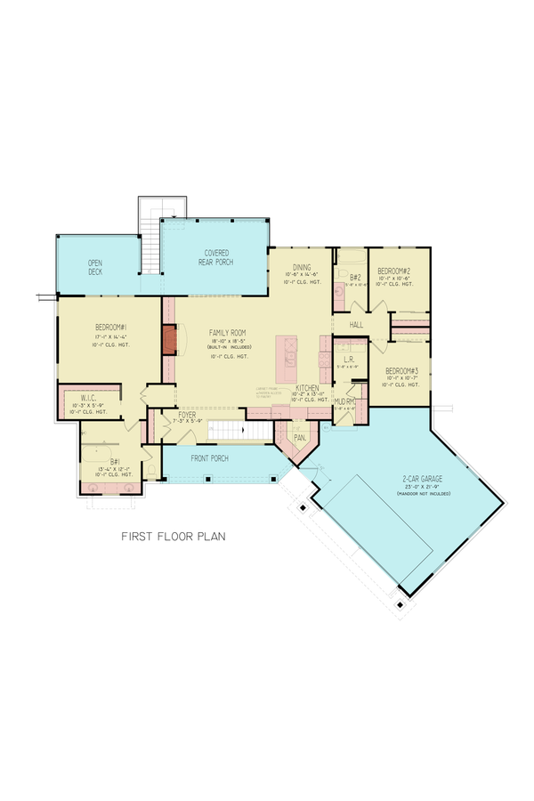 House Blueprint - Floor Plan - Main Floor for Contemporary House Plan #54-679 - 3 bed, 2 bath