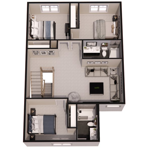 Craftsman Floor Plan - Upper Floor Plan #51-1362