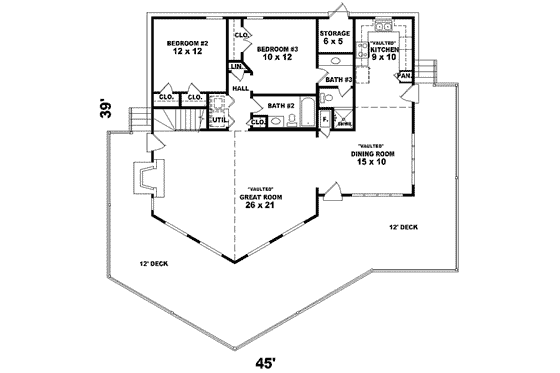 Floor Plan - Main Floor for Contemporary House Plan #81-711 - 3 bed, 3 bath