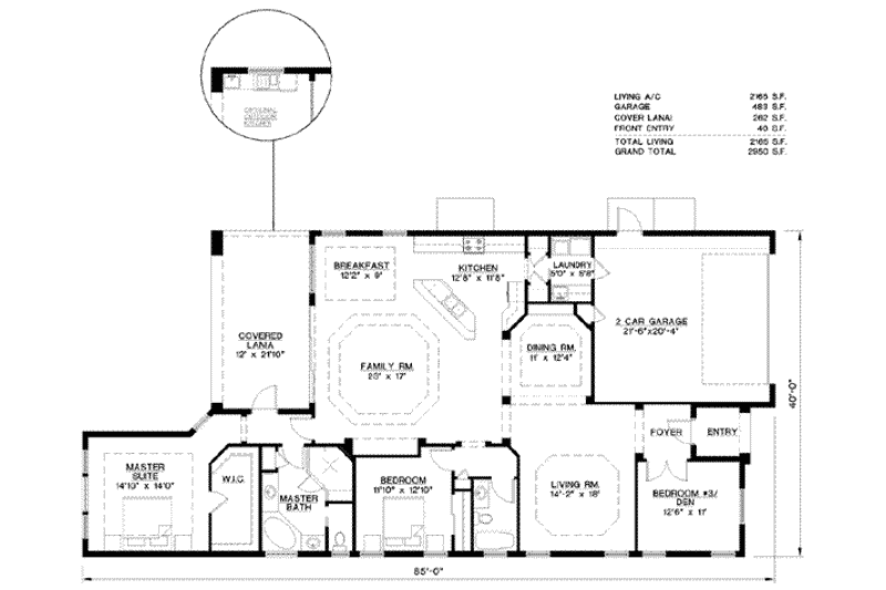 Dream House Plan - Floor Plan - Main Floor for Mediterranean House Plan #27-227 - 3 bed, 2 bath
