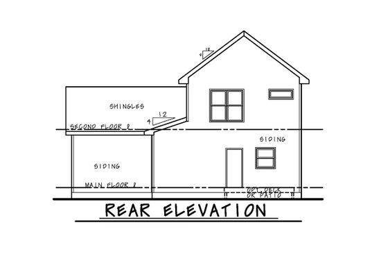 Exterior - Rear Elevation for Country House Plan #20-2515 - 3 bed, 2.5 bath