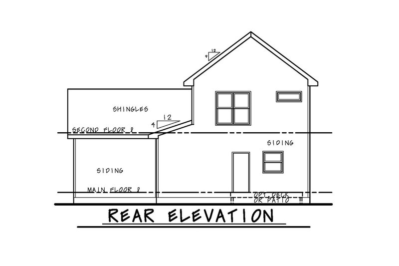 Architectural House Design - Exterior - Rear Elevation for Country House Plan #20-2515 - 3 bed, 2.5 bath