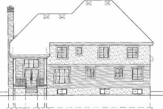 Exterior - Rear Elevation for European House Plan #25-211 - 4 bed, 2.5 bath