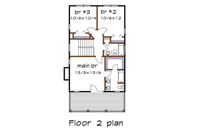 House Plan Design - Floor Plan - Upper Floor for Southern House Plan #79-199 - 3 bed, 2.5 bath