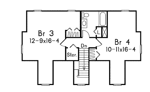 Colonial Floor Plan - Upper Floor Plan #57-225