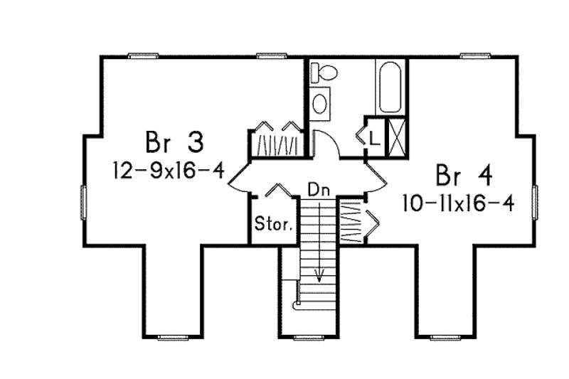 House Plan Design - Floor Plan - Upper Floor for Colonial House Plan #57-225 - 4 bed, 2 bath