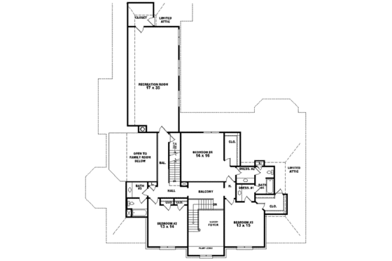 Floor Plan - Upper Floor for Traditional House Plan #81-644 - 4 bed, 4 bath