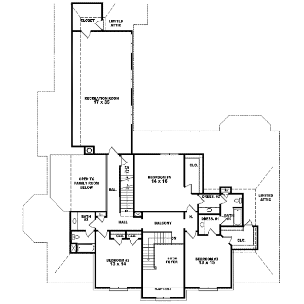 Traditional Floor Plan - Upper Floor Plan #81-644