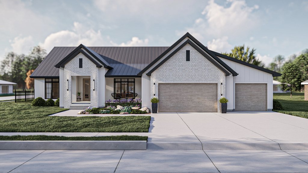 Exterior - Front Elevation 2 for Modern House Plan #455-643 - 3 bed, 2 bath