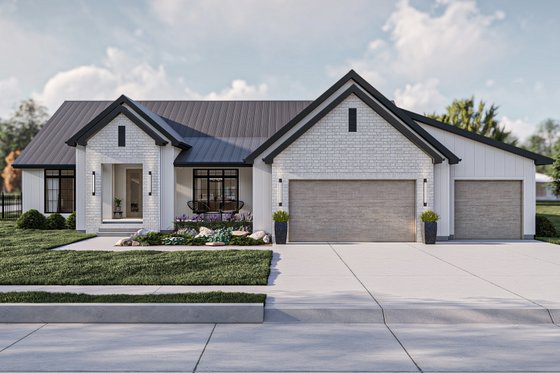 Exterior - Front Elevation for Modern House Plan #455-643 - 3 bed, 2 bath