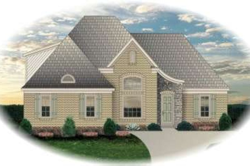 Exterior - Front Elevation 2 for European House Plan #81-1479 - 3 bed, 2 bath