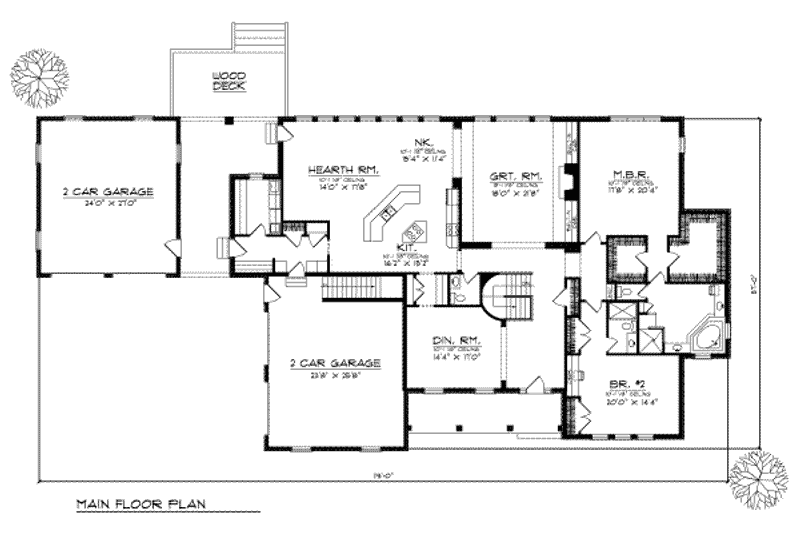 Dream House Plan - Floor Plan - Main Floor for European House Plan #70-507 - 2 bed, 2.5 bath