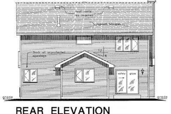 Exterior - Rear Elevation for Traditional House Plan #18-286 - 4 bed, 3 bath
