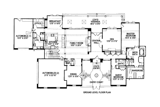 Floor Plan - Main Floor for Mediterranean House Plan #141-332 - 4 bed, 4.5 bath