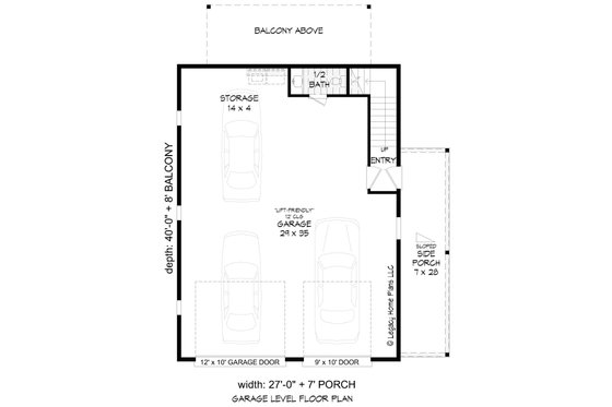 Floor Plan - Main Floor for Southern House Plan #932-848 - 1 bed, 1.5 bath