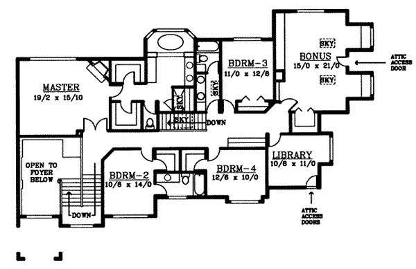 Architectural House Design - European Floor Plan - Upper Floor Plan #97-214