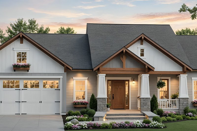 House Blueprint - Craftsman Exterior - Front Elevation Plan #21-503