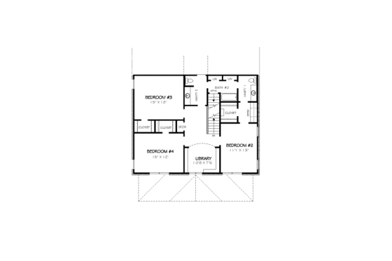Floor Plan - Upper Floor for Craftsman House Plan #424-168 - 4 bed, 2.5 bath