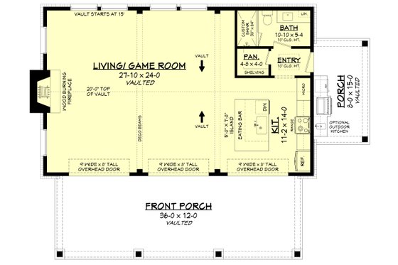 Floor Plan - Main Floor for Farmhouse House Plan #430-396, 1 bath