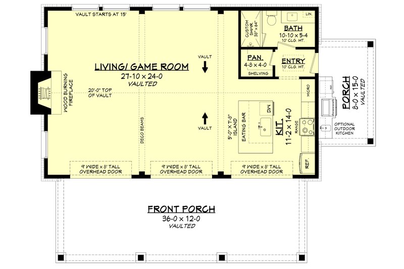 House Plan Design - Floor Plan - Main Floor for Farmhouse House Plan #430-396, 1 bath