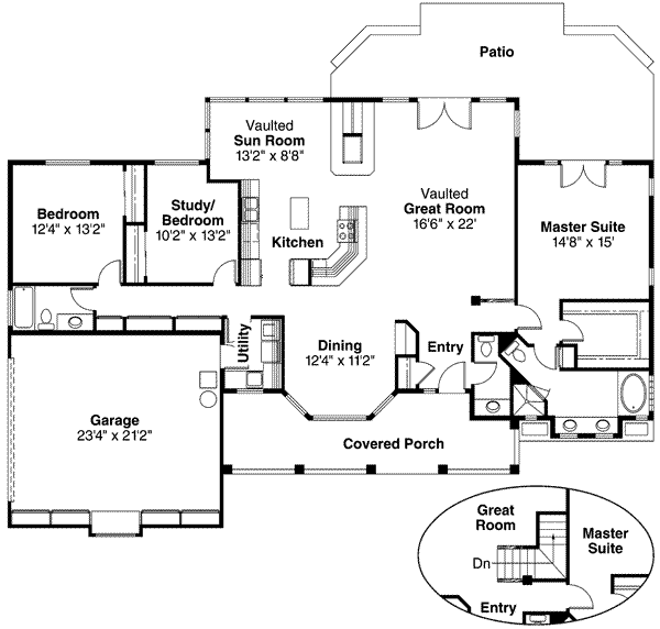 House Plan Design - Ranch Floor Plan - Main Floor Plan #124-179