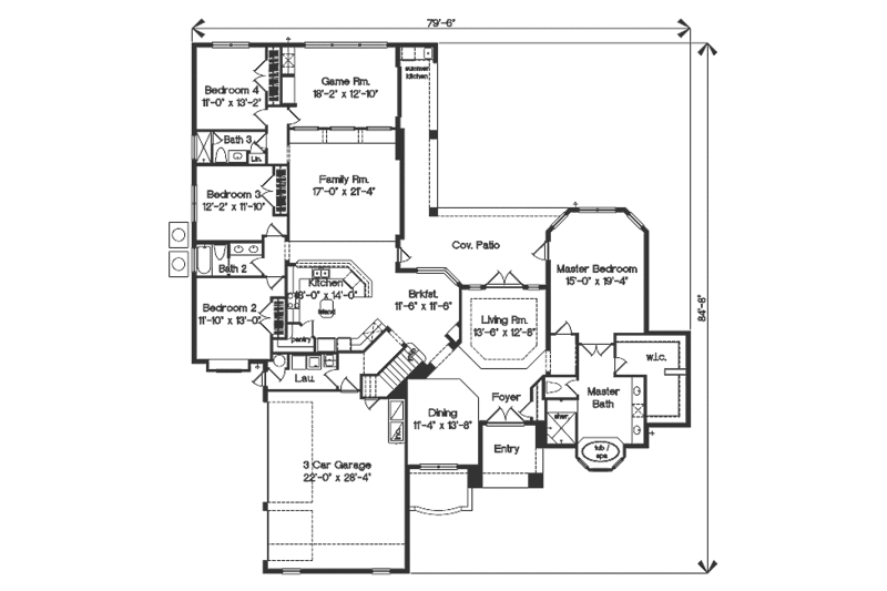 Mediterranean Style House Plan - 4 Beds 3 Baths 3591 Sq/Ft Plan #135 ...