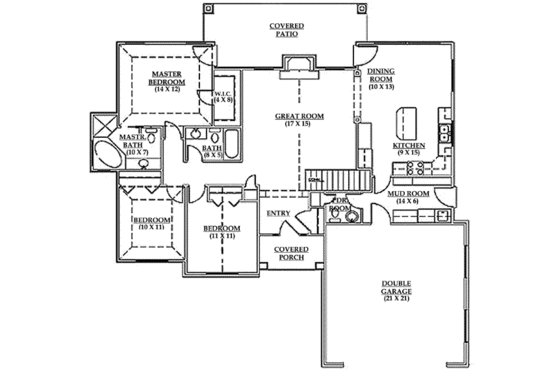 Floor Plan - Main Floor for Traditional House Plan #5-112 - 3 bed, 2.5 bath