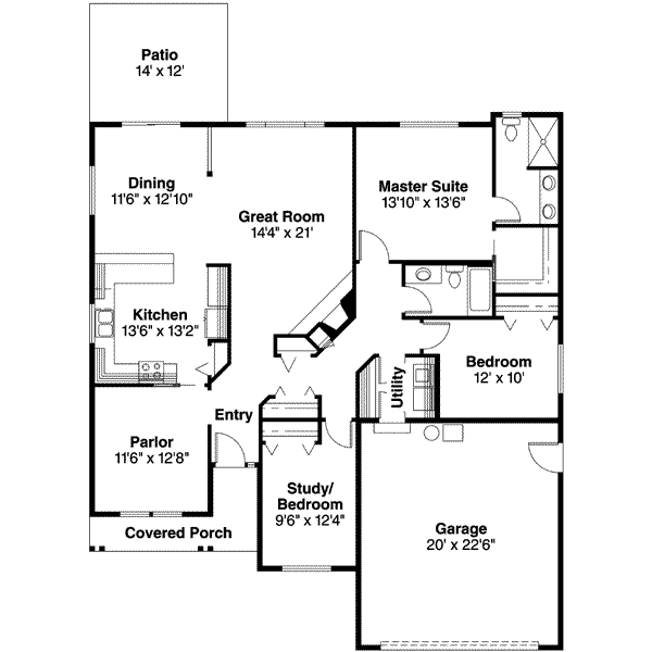 House Plan Design - Craftsman Floor Plan - Main Floor Plan #124-589