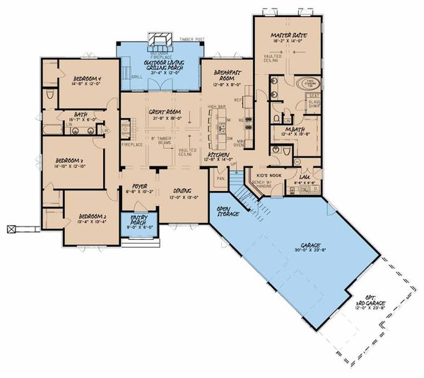 Dream House Plan - Country Floor Plan - Main Floor Plan #17-3371