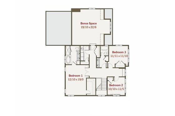 Floor Plan - Upper Floor for Craftsman House Plan #461-12 - 3 bed, 2.5 bath