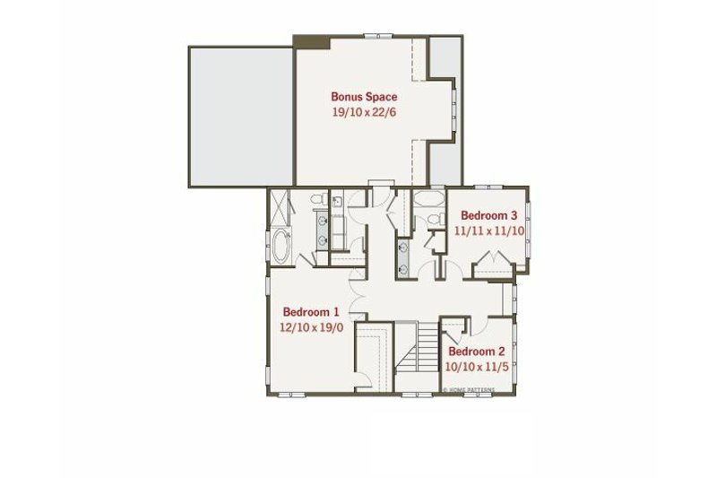 Dream House Plan - Floor Plan - Upper Floor for Craftsman House Plan #461-12 - 3 bed, 2.5 bath