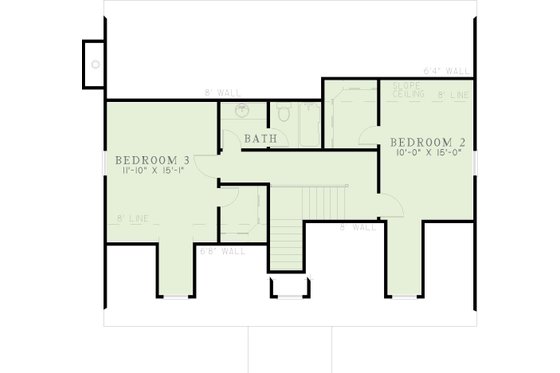 Floor Plan - Upper Floor for Colonial House Plan #17-231 - 3 bed, 2.5 bath