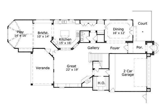 Floor Plan - Main Floor for European House Plan #411-710 - 4 bed, 3.5 bath