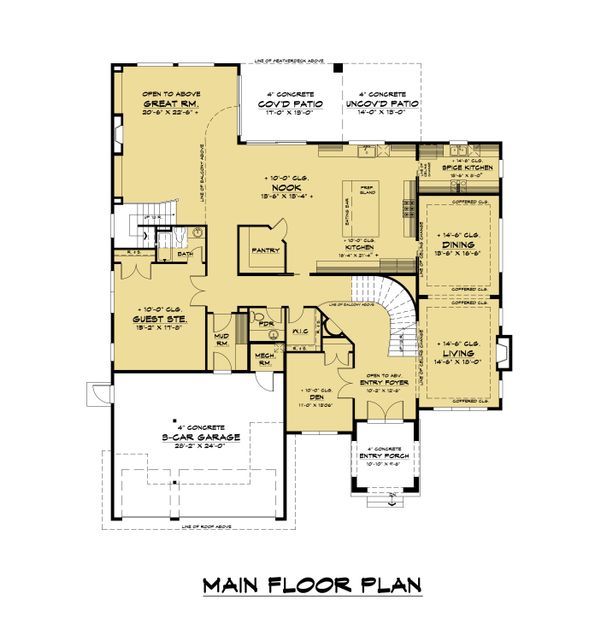 Architectural House Design - Mediterranean Floor Plan - Main Floor Plan #1066-108