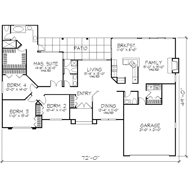 Architectural House Design - Mediterranean Floor Plan - Main Floor Plan #320-141