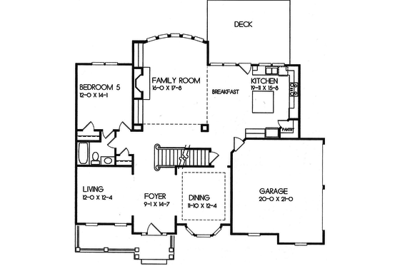 Traditional style house plan, main level floor plan
