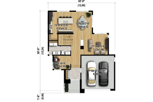 Floor Plan - Main Floor 1 for Modern House Plan #25-4415 - 3 bed, 2.5 bath