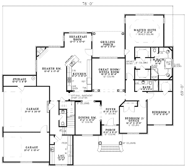 House Plan Design - European Floor Plan - Main Floor Plan #17-587