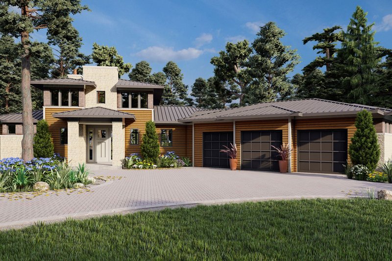 Home Plan - Exterior - Front Elevation 4 for Contemporary House Plan #930-547 - 4 bed, 4.5 bath